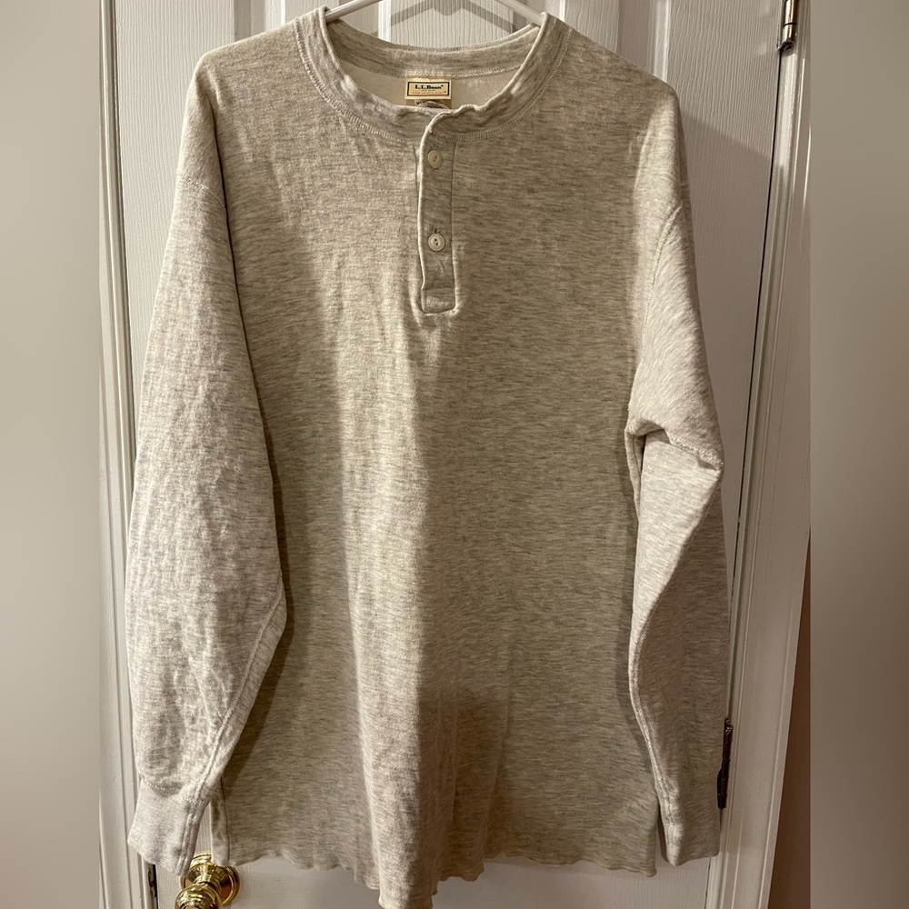 Men’s LLBean 2XL Tall Double Layer River Diver’s Henley Shirt Like New Condition